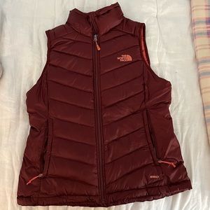 Burgundy North face Puffy Vest
